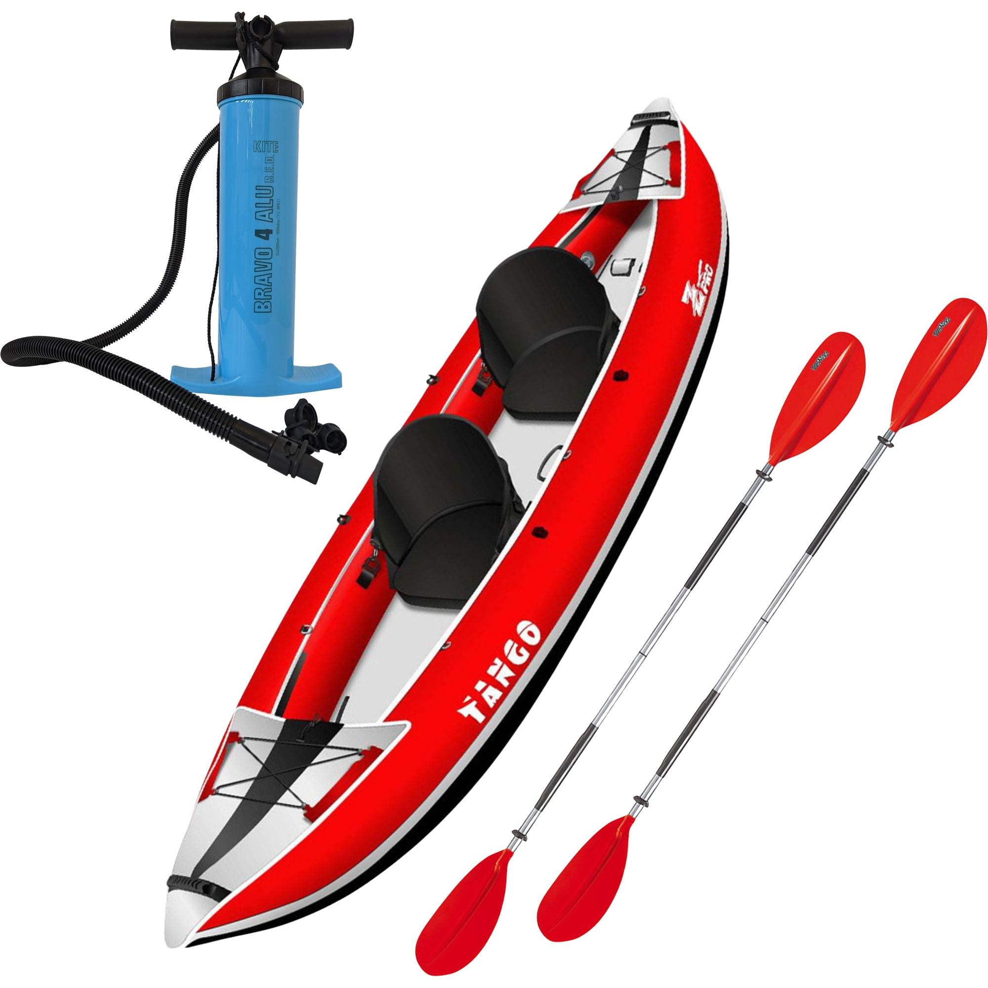 2026 Z-Pro Tango 200 1-2 Man Inflatable Kayak, Paddle & Pump Package TA200 RED